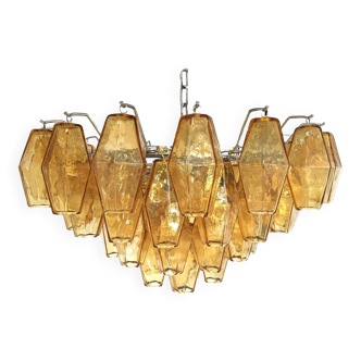 Amber “poliedri” murano glass chandelier d55