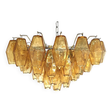 Lustre en verre de murano ambre « poliedri » d55