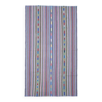 1970s Vintage Turkish Oushak Handmade Wool Cotton Blue Area Rug 180x306