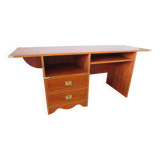 Elegant, functional Gautier desk - Large drop-leaf top - 2 drawers - Sliding shelf - 1990s