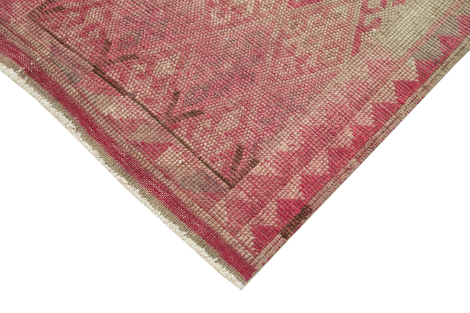 Handmade unique oriental beige runner rug 86 cm x 348 cm