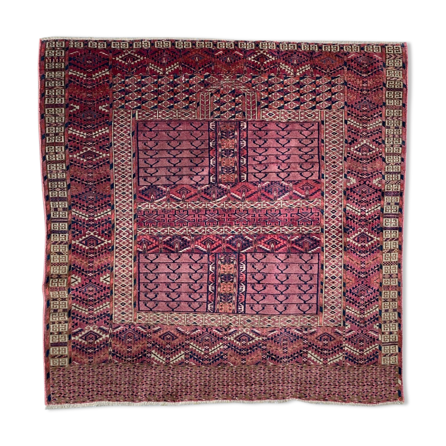 Ancient Turkmen Afghan Hatchlou handmade carpet 133x133 cm