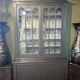 Two-body bookcase, painted in black and gray, Restoration Style model