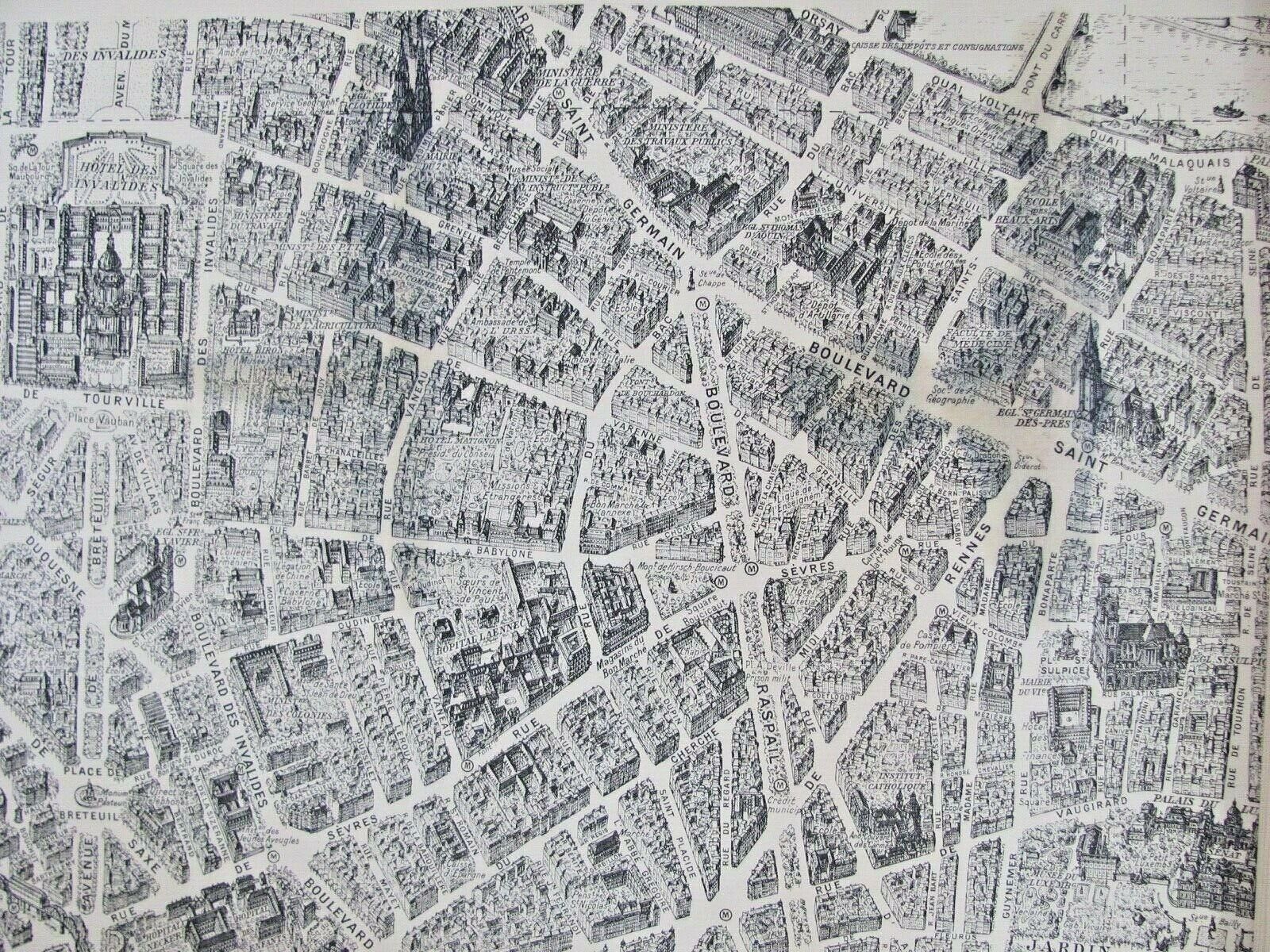 Plan Paris to Bird's Flight by Peltier: Issy les M. Les Invalides Le Champ de Mars, Montparnasse