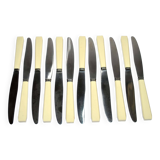 Set of 12 vintage knives in ivory resin by louis springer strasbourg 19.5cm