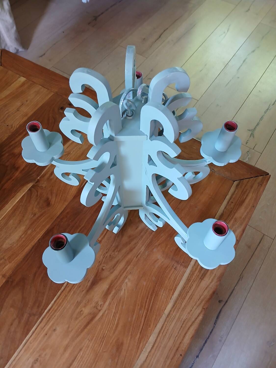 Gustavian style wooden chandelier