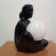 Lamp black ceramic and opaline globe circa 1970