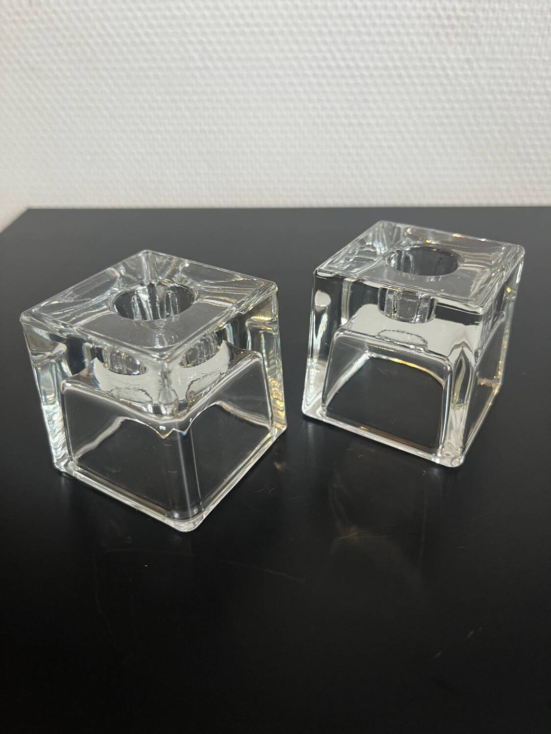 Pair of Ice Cube Dansk tapered candle holders