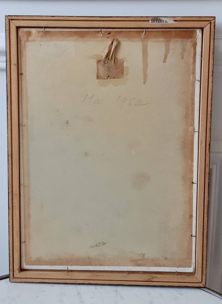 Oil painting on canvas terrace Signed May 1962