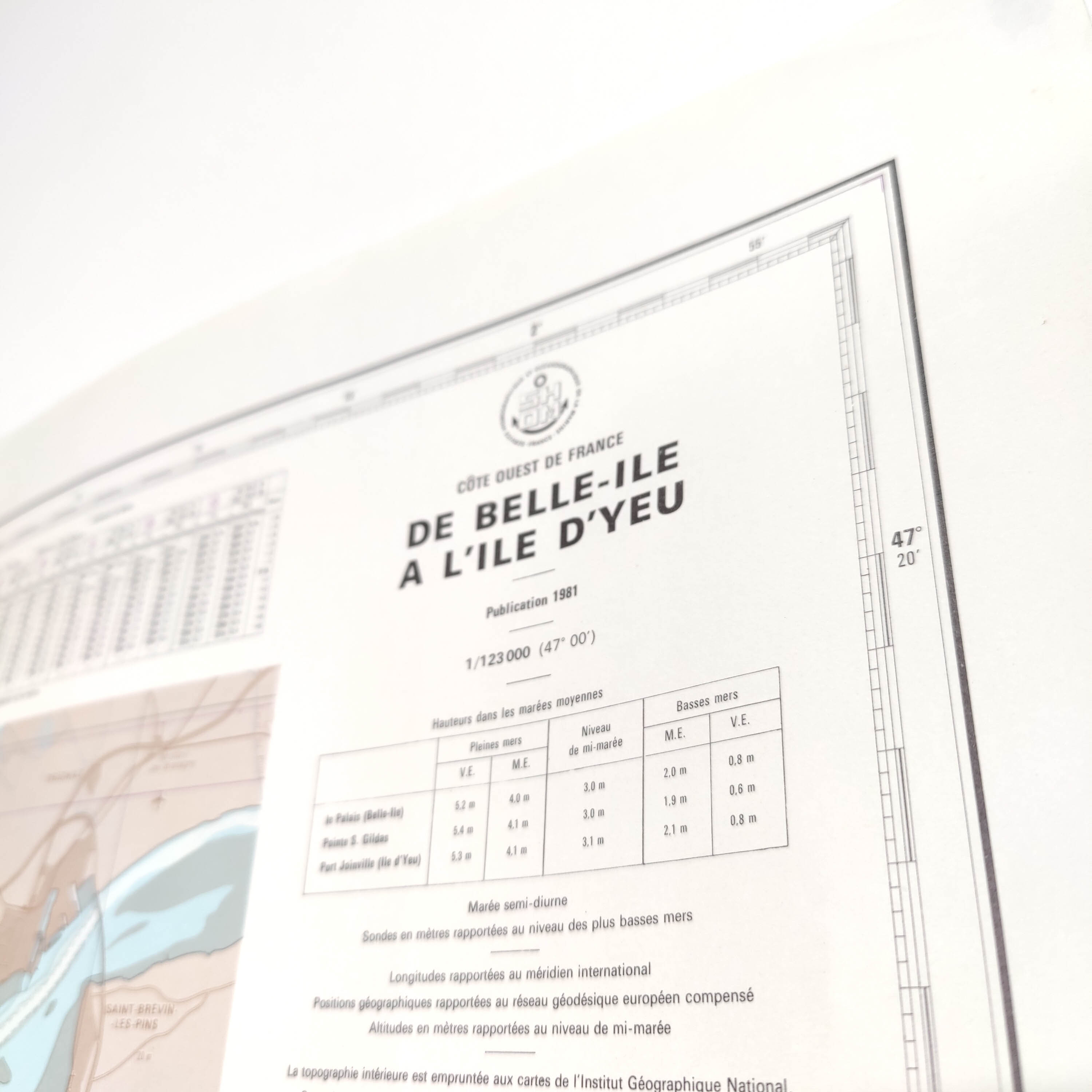 Map of the West Coast of France from Belle Ile to Noirmoutier Island 1981