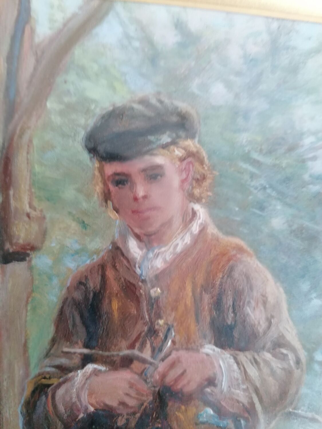 Painting of a young boy in the countryside
