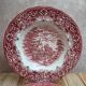2 vintage deep plates in red Toile de Jouy by Grindley Homeland Staffordshire England.