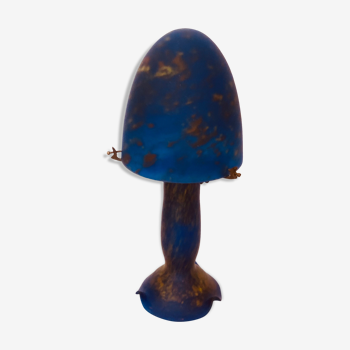 Vintage mushroom lamp in Klein blue marmorean glass paste