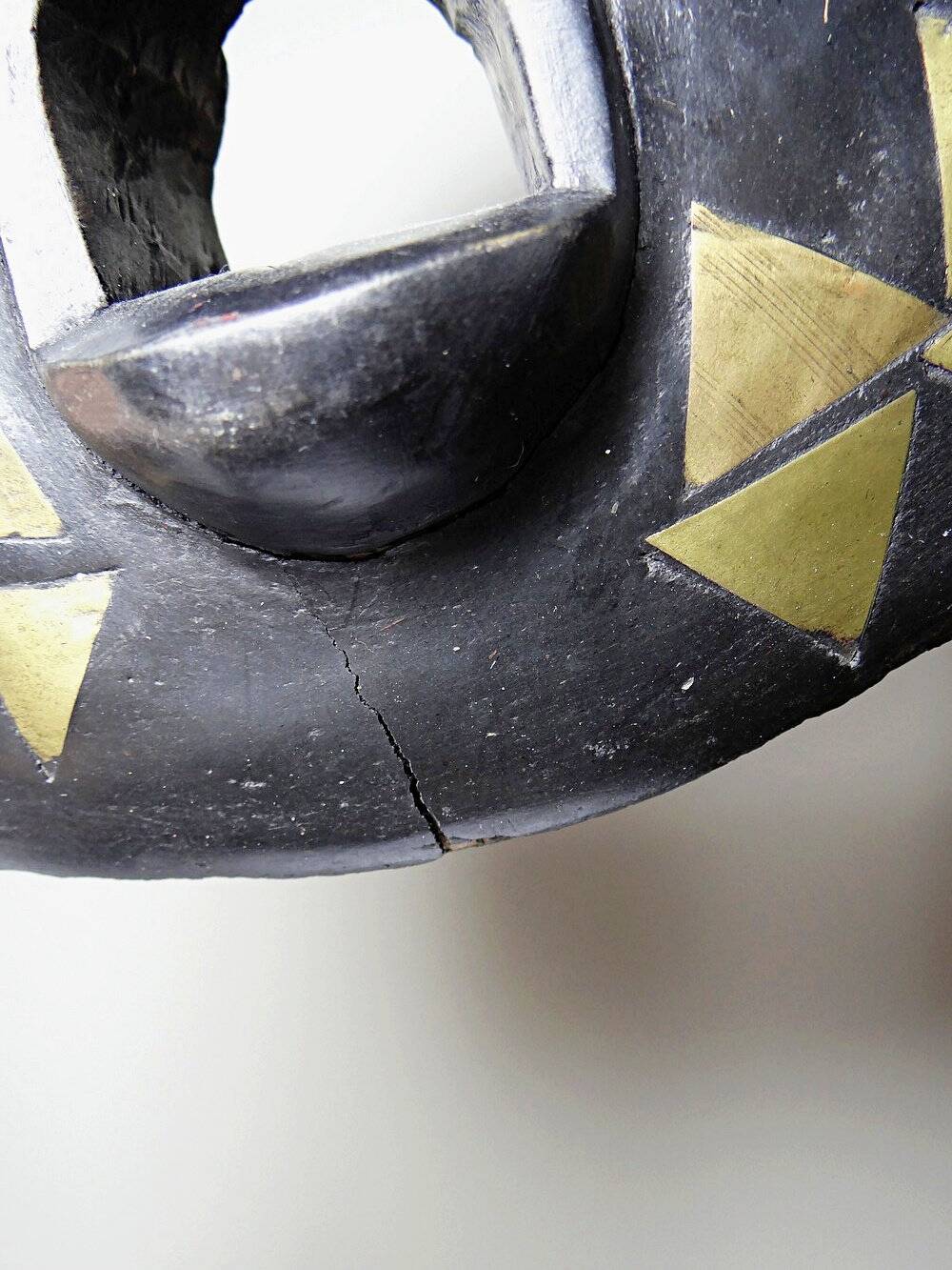 African moon mask, Luba/Baluba, DR Congo, carved wood, beads.