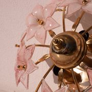 Plafonnier Murano fleurs rose, 1970