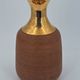 Vase in raw chamotte sandstone enameled with gold, Italy, Bitossi for Raymor, circa 1960/1970