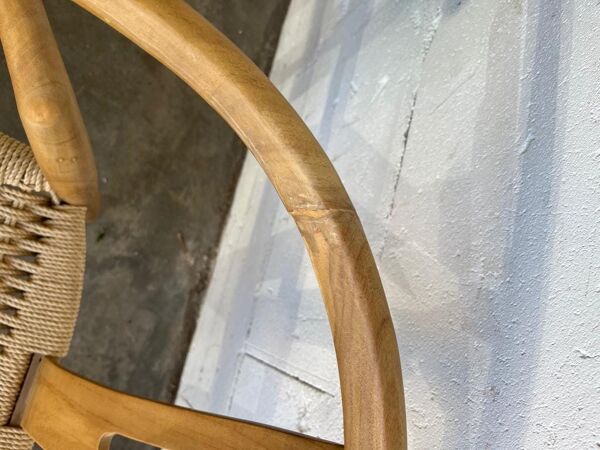 2 chaises de salle à manger en teck et corde