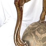 Carved and gilded wooden armchair in Louis XVI style, circa 1900