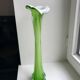 large soliflore vase in opaline and apple green glass Murano style 60s-70s