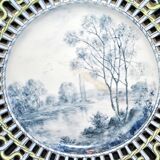 Painted collector's plate with openwork edge epinal by henri schmitt 1900