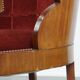 Set of 4 Art Deco Dining Chairs with Red Upholstery and Wooden Backs