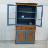 Antique softwood buffet in natural + blue, Gründerzeit style
