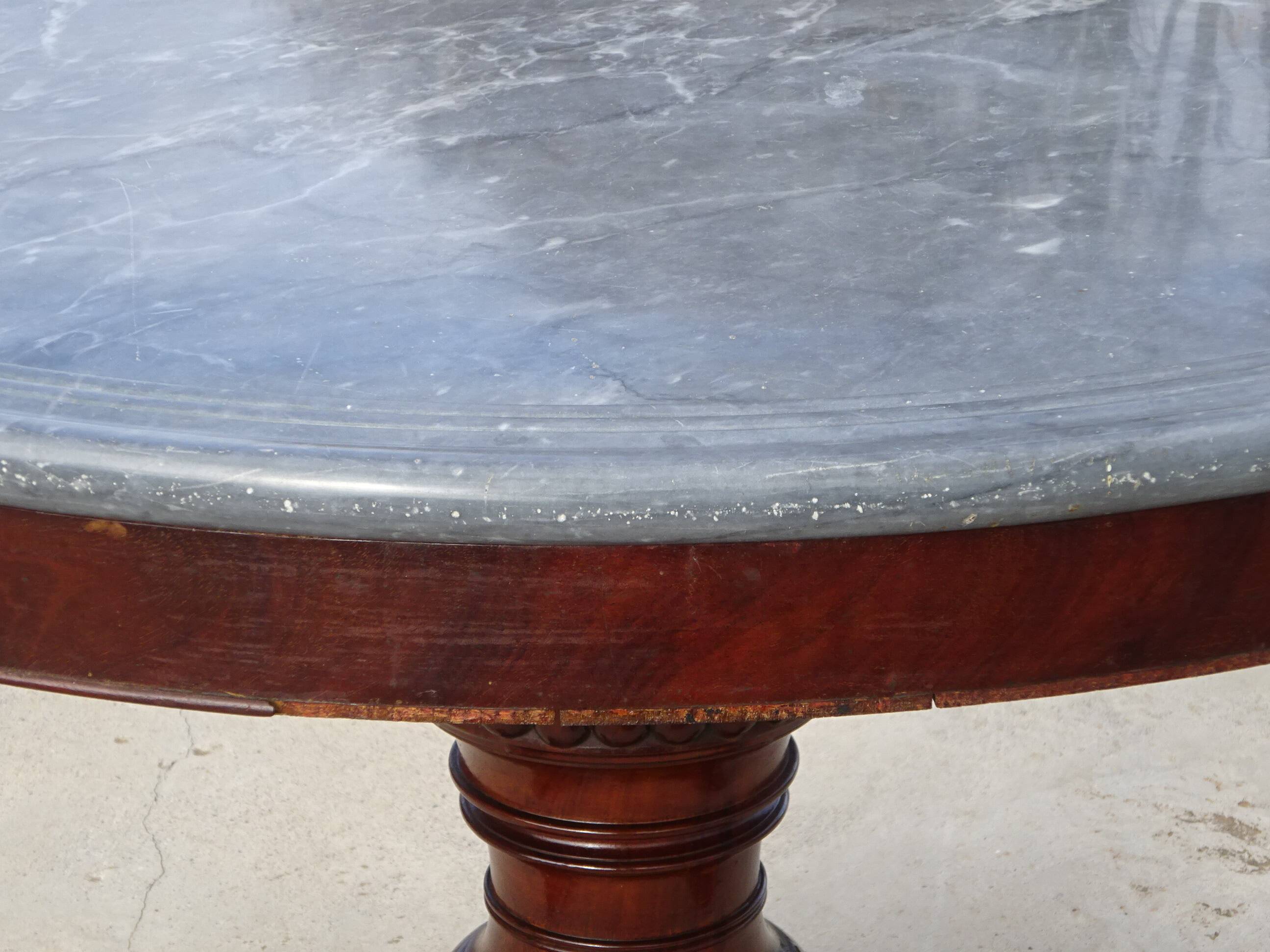 Empire guéridon, rotating marble top