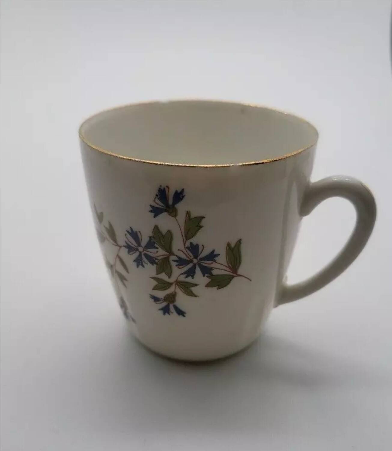 Porcelain Coffee Mug with Cornflower Decor