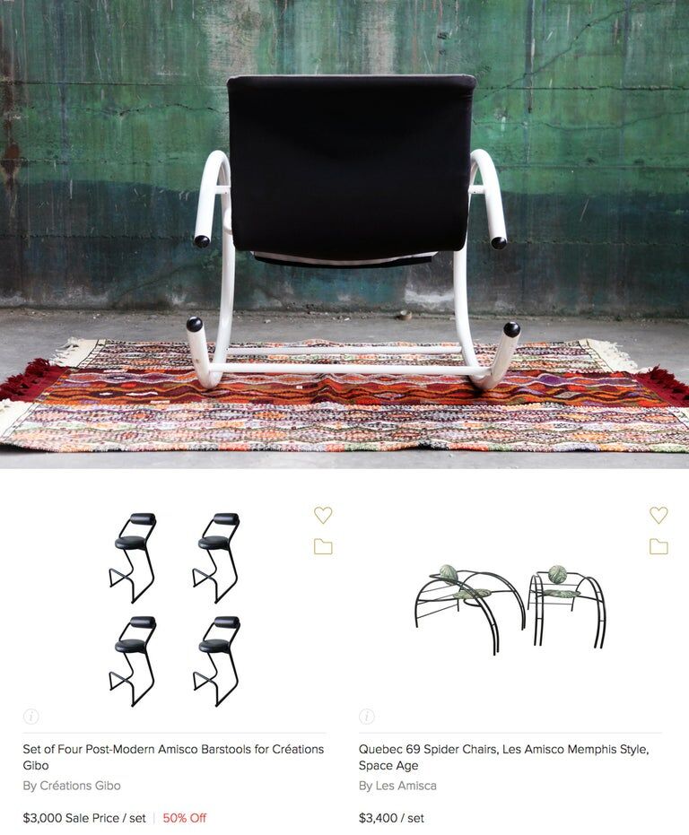 Rocking chair Memphis Ellipse leather Les Amisco with its cushion