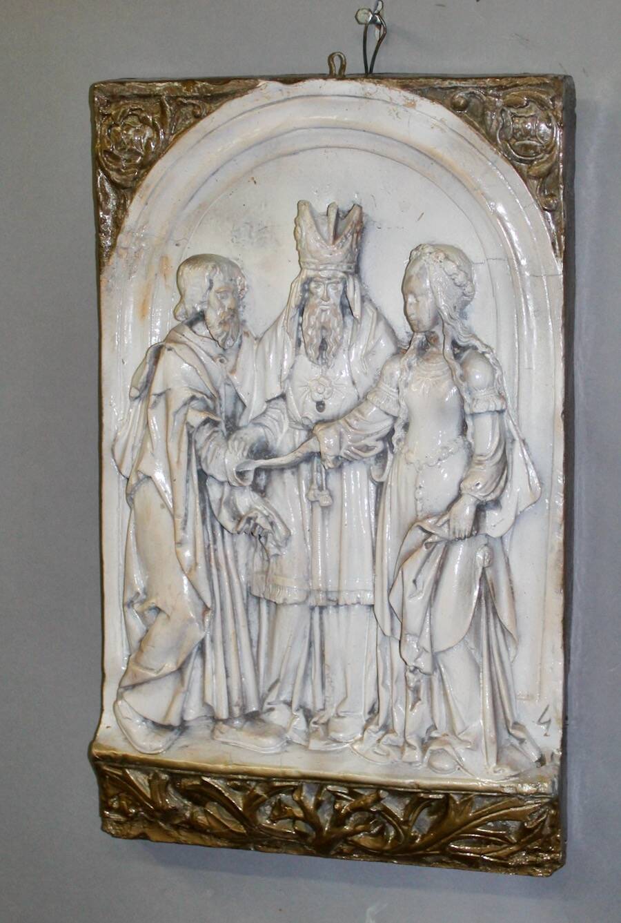 Bas relief religious scene in terracotta