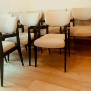 Suite of eight design chairs from the 60s in 10th century blackened wood