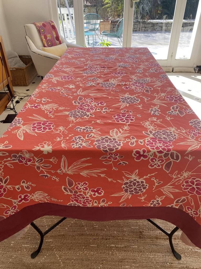 Floral printed tablecloth with border - Linvosges - cotton - 140x150 cm