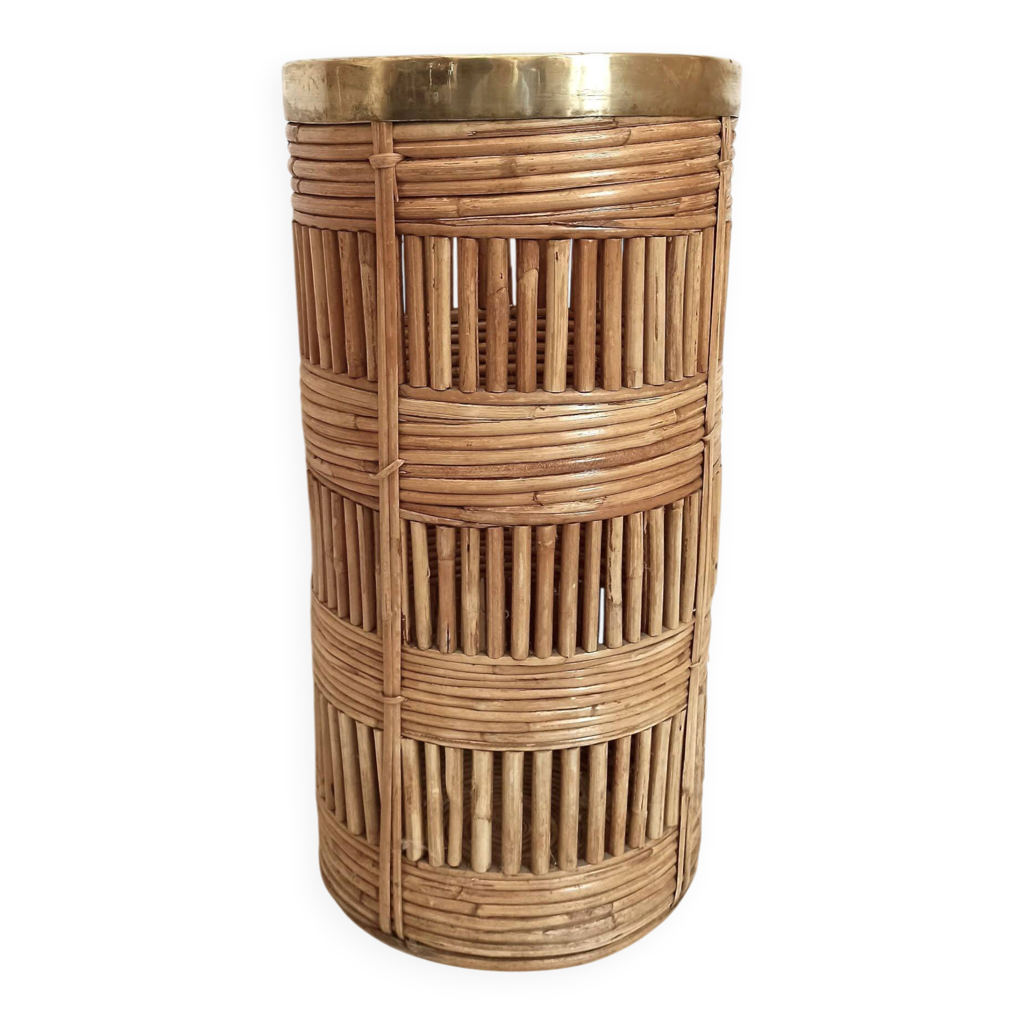 Umbrella stand Gabriella Crespi 1970s Bamboo Brass Height 51 cm