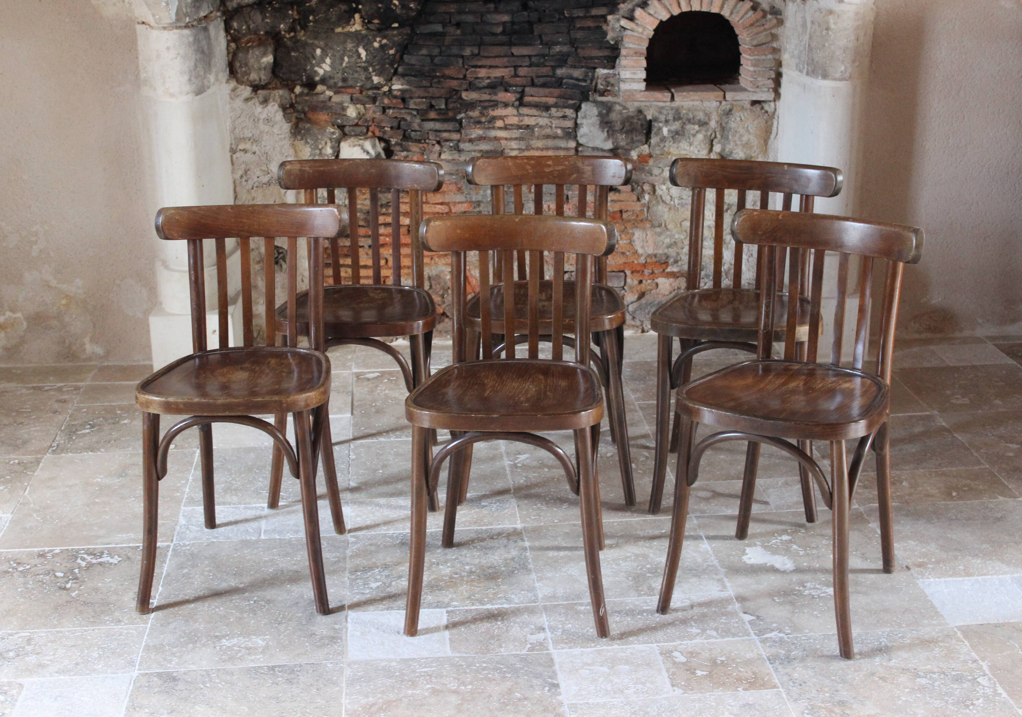 lot de 6 chaises bistrot année 1960