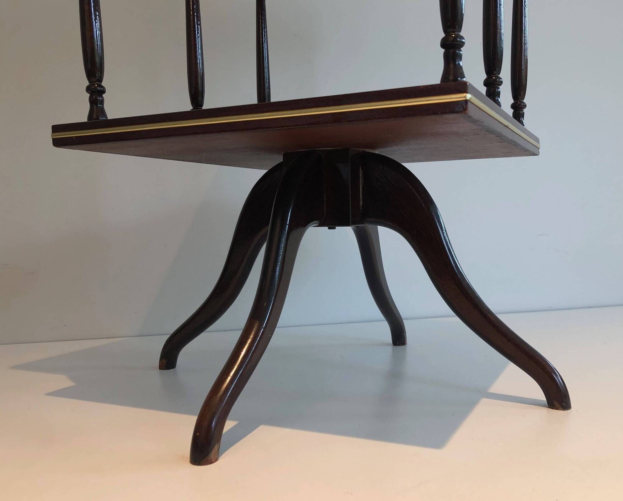 Rotating Table with Two Mahogany and Brass Platforms with Turned Columns.