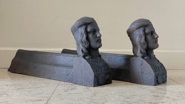 Chenets anciens fonte d’acier vintage