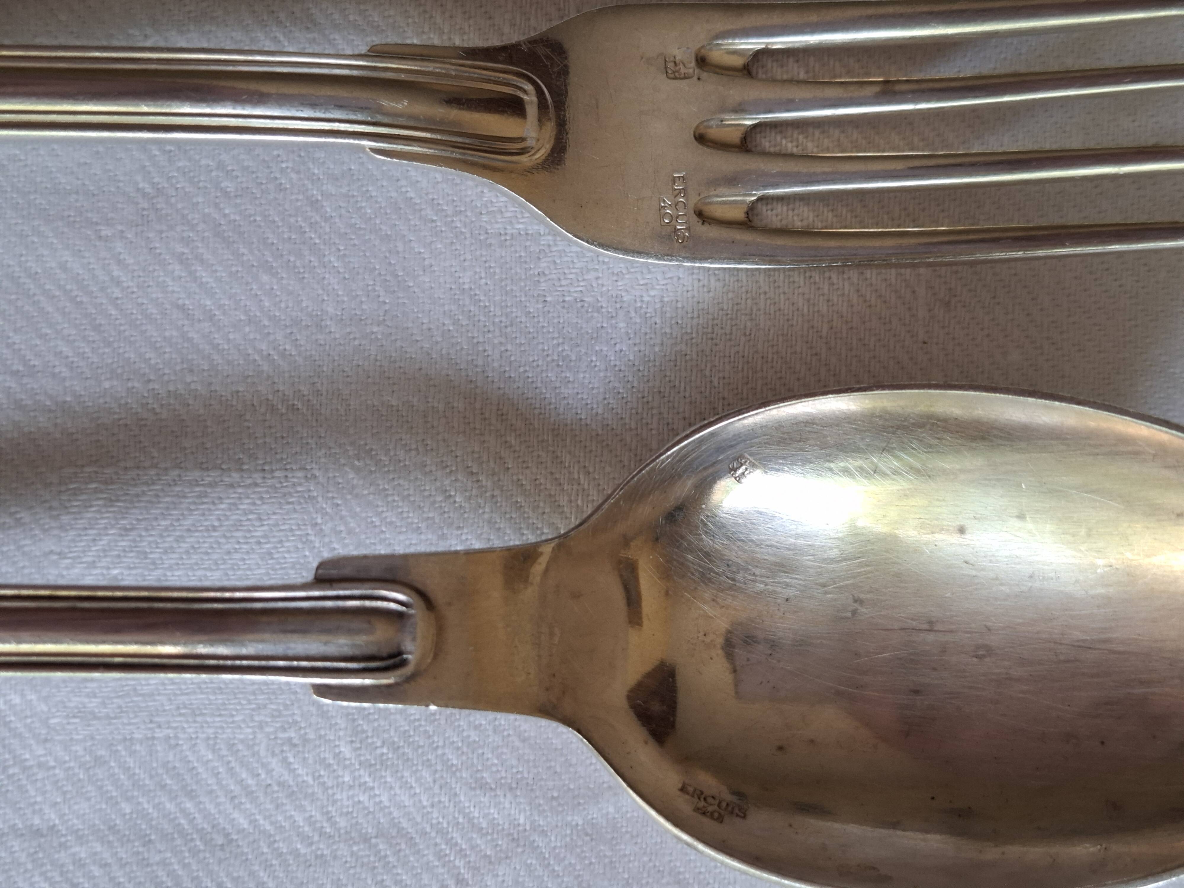 8 dessert spoons Ercuis silver-plated Shell or Vendôme