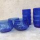 Lot of 2 glasses and 3 blue glass cups from Brazil