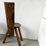 Set of three alpine chairs in solid pine, France, 1950s.