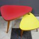 1958 side table unit in red and yellow