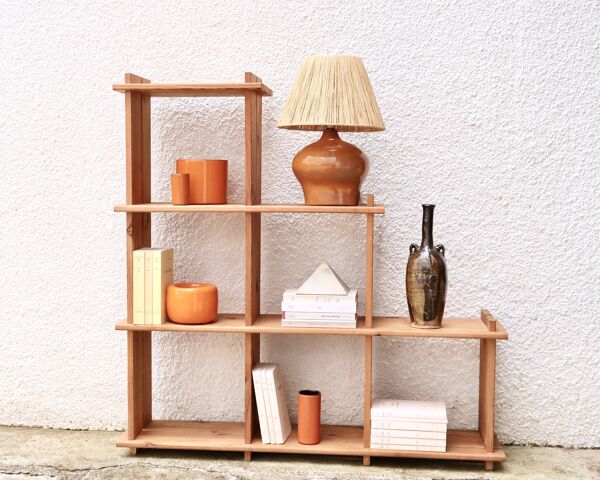 Bibliothèque étagère en bois de pin style montagne Regain