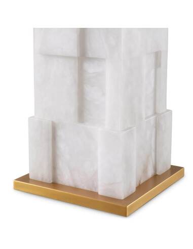 Pair of table lamps in alabaster and patinated brass