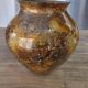 Vintage round vase Laque Line by Jean-Noël Bouillet Marbled golden tones