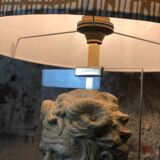 Neoclassical lamp face of the god Pan on Mount Altuglass and 50'S gold metal