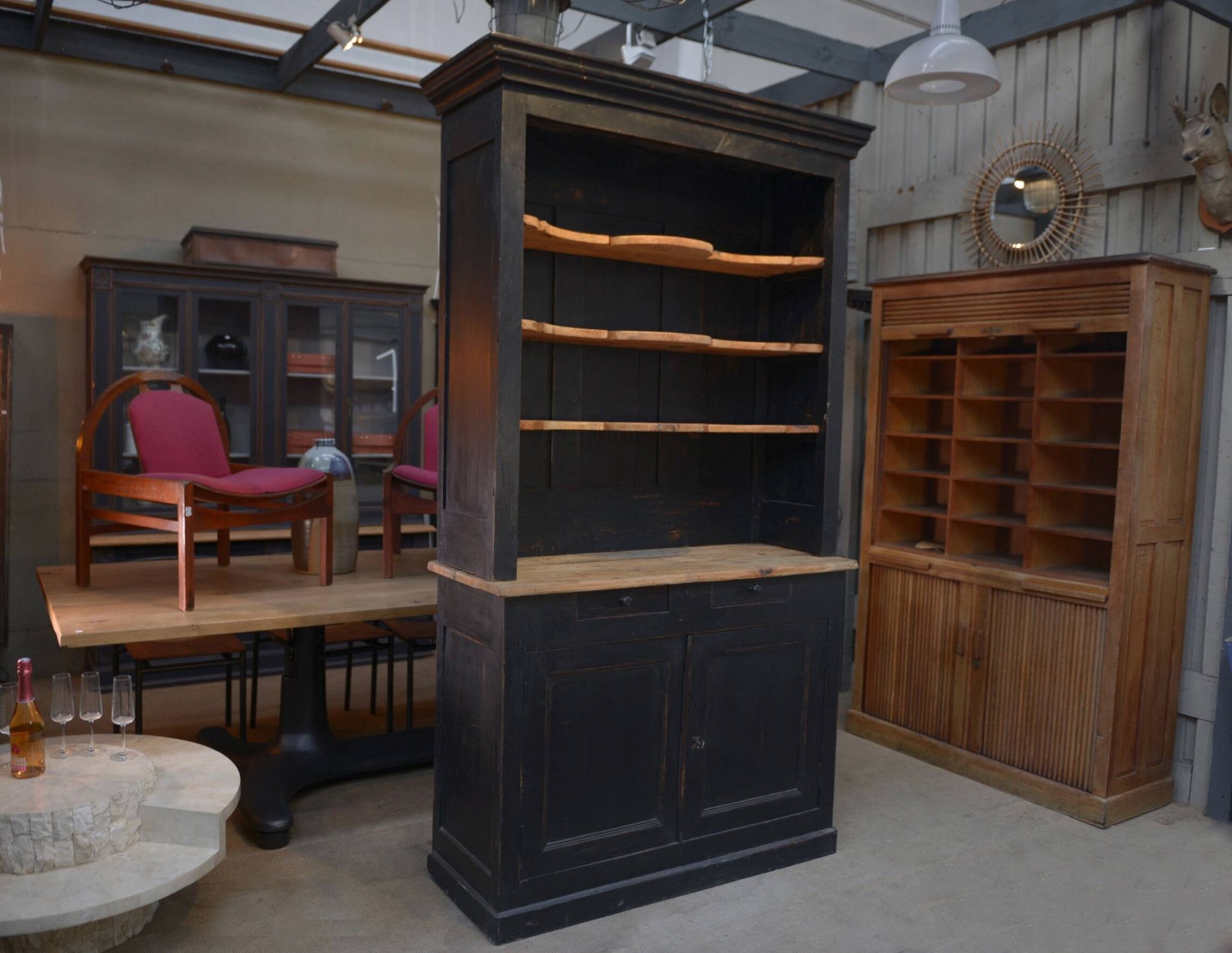 2-part sideboard in late 19th century fir