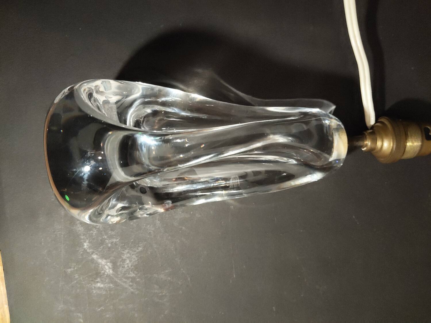 Modernist crystal lamp sculpture signed Schneider Paris France