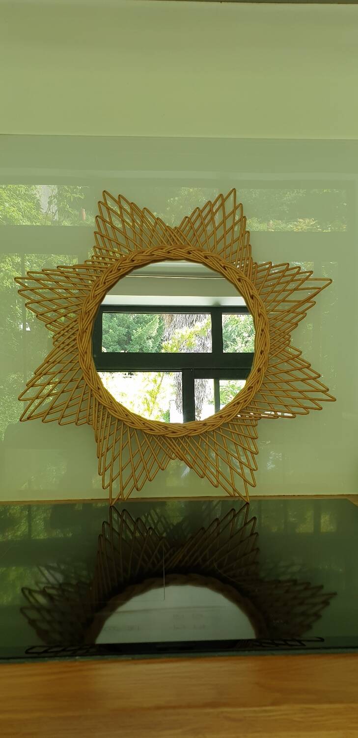 Rattan sun mirror 60 cm