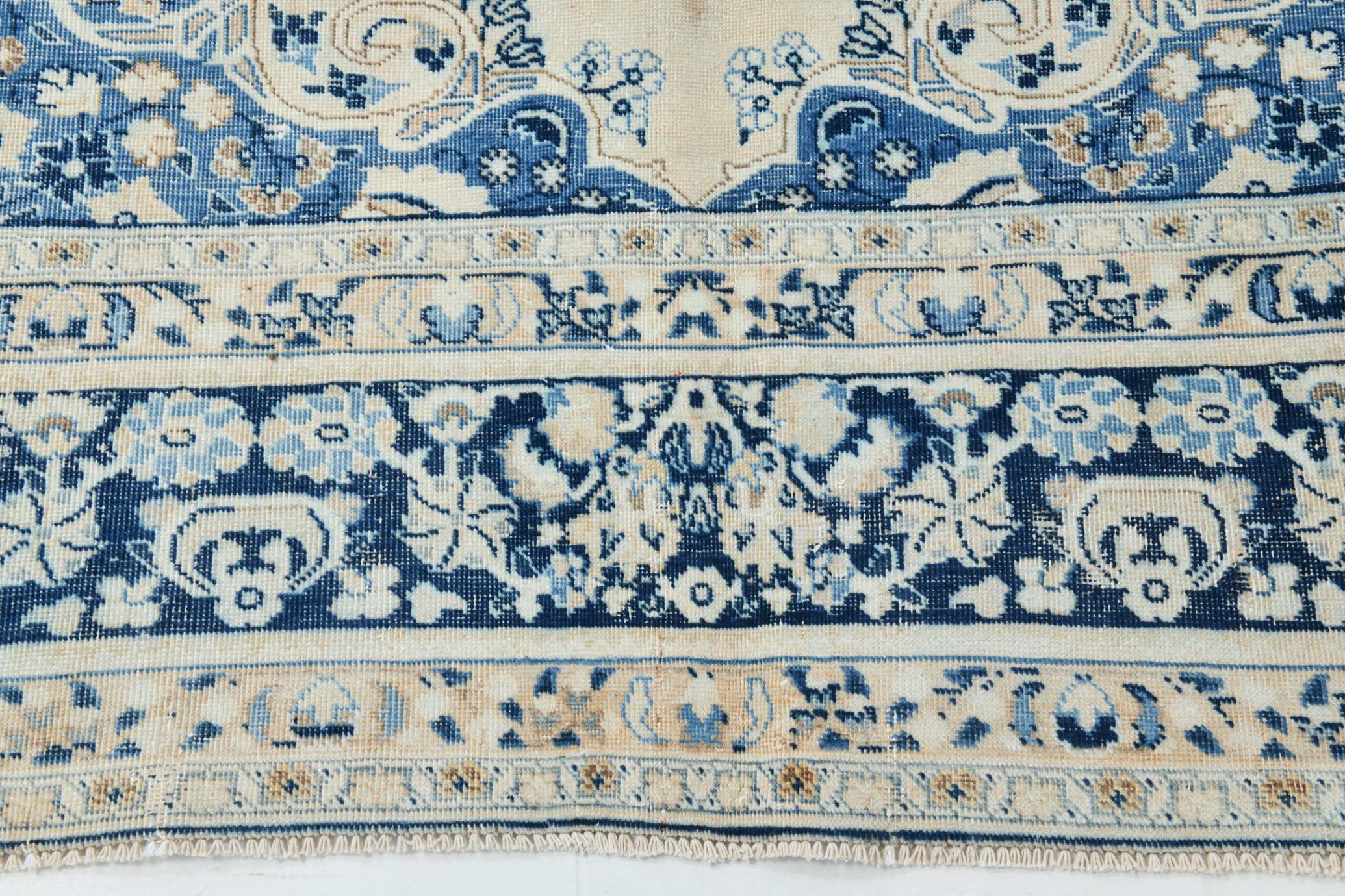 Élégance Persane en Bleu, Tapis Vintage d’Artisanat Raffiné, 282x385 Cm