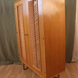 Wood and rattan cabinet