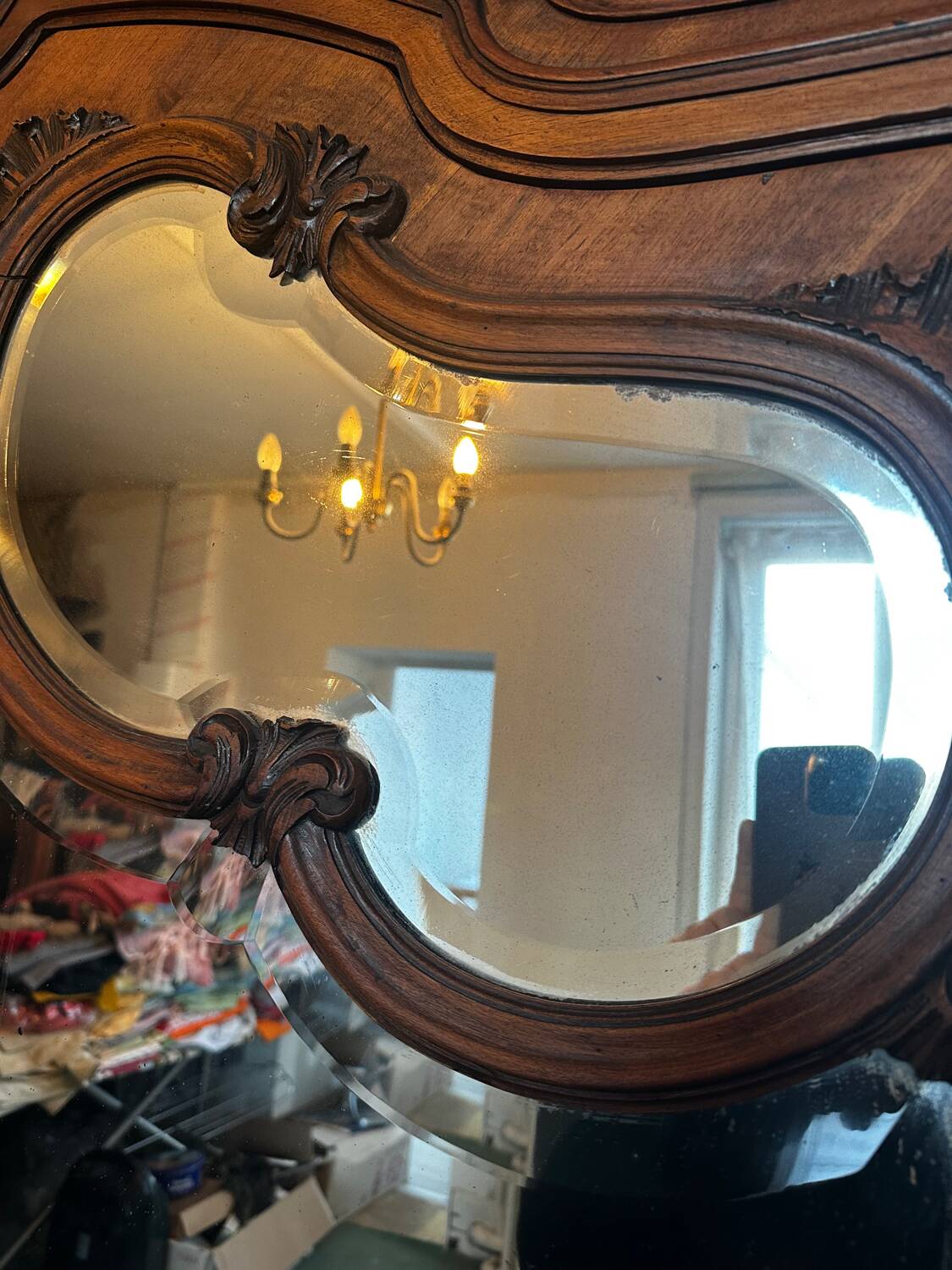 Carved walnut wardrobe – late 19th century Louis XV style